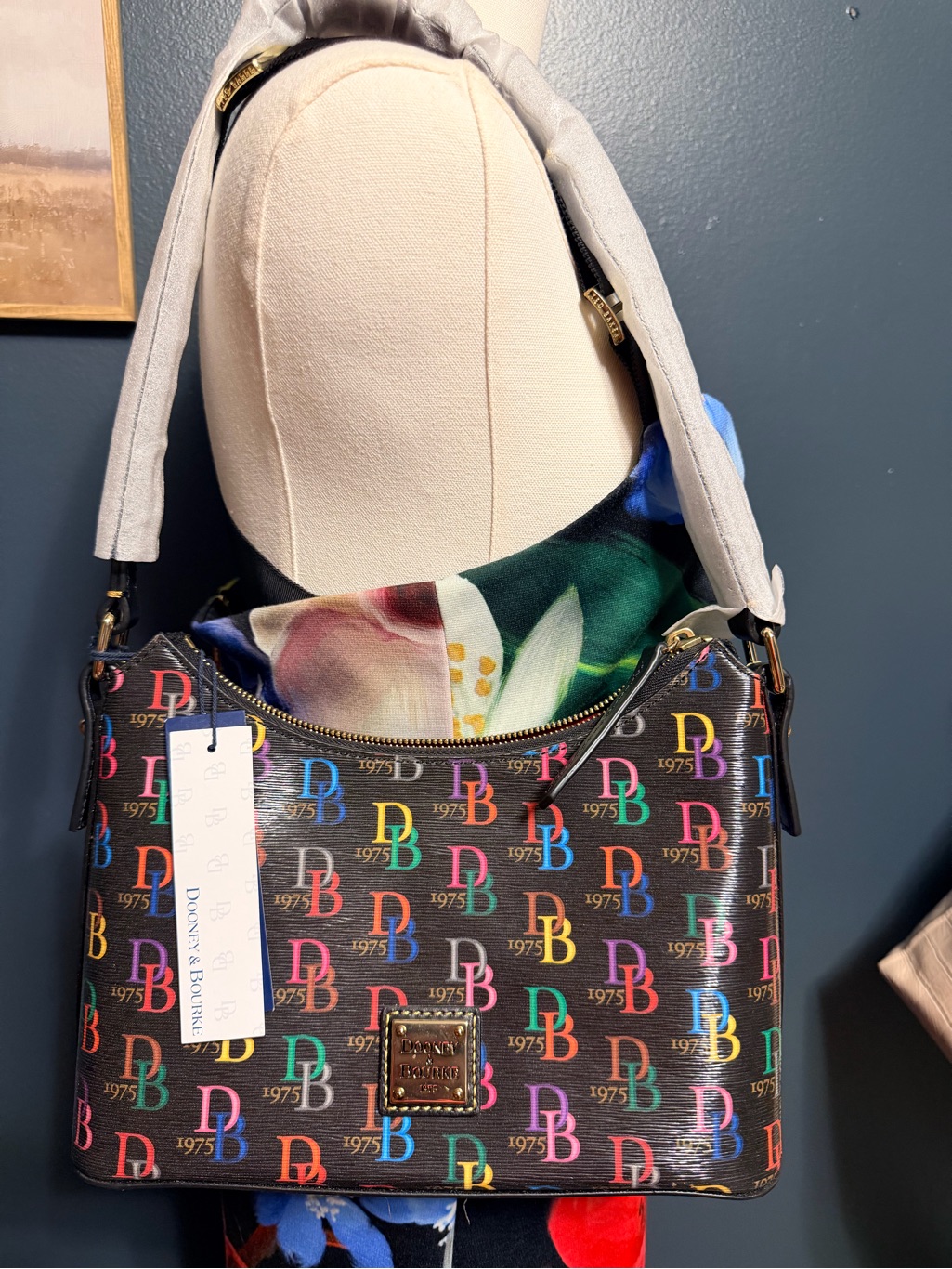 Dooney & Bourke Multicolor Db Logo Shoulder Bag On Black